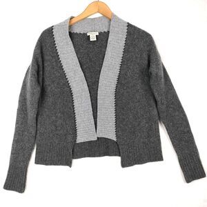 Vertical Designs Womens M Gray Cashmere 2 Ply Open Front Knit Cardigan Sweater